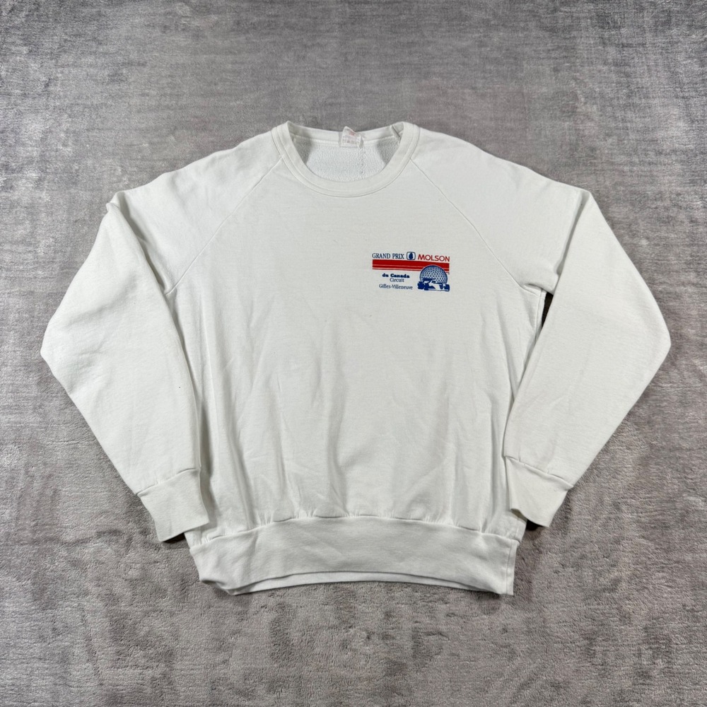 Grand Prix Molson Canada Sweatshirt Mens Medium White Racing F1 Vintage 80s Crew